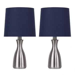 15” Metal Accent Lamp w/ Vase Shaped Base & Linen Shade 2pk