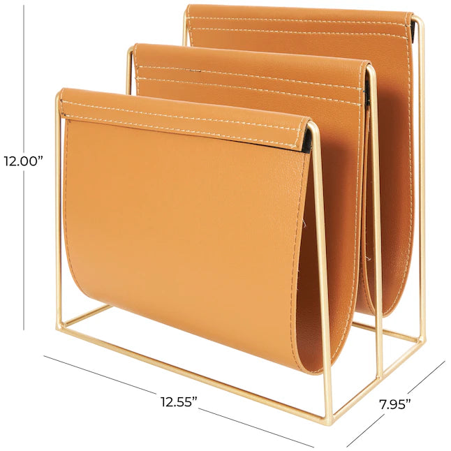 Modern Orange Leather Magazine Holder